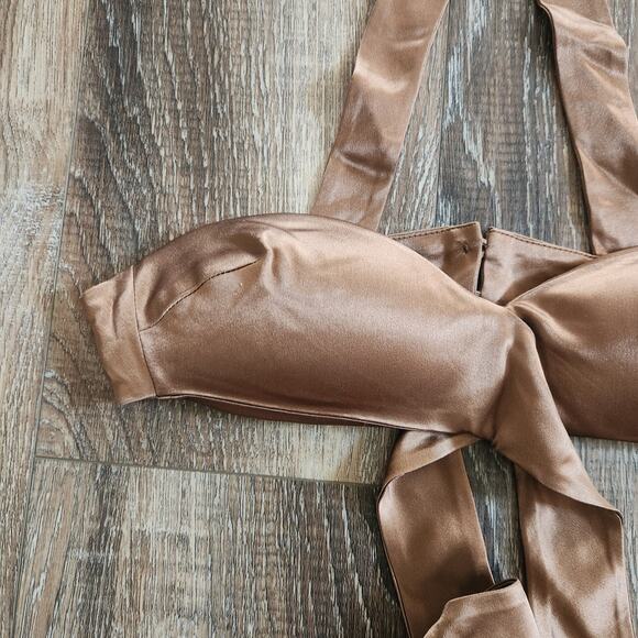 Retrofete Ross Top in Cognac Brown Size XS NWT Satin Padded Bust Strapless - Picture 4 of 10